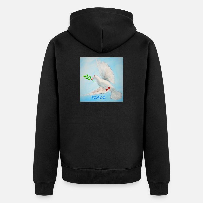 Colombe de paix avec branche - Veste à capuche bio Premium Unisexe - noir