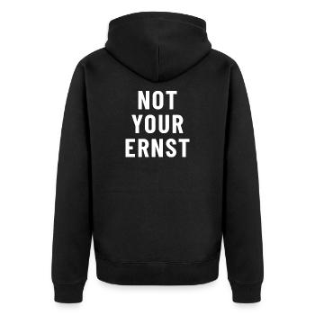 Not Your Ernst Denglish - Unisex Premium Organic Zip Hoodie - black - Back - Nico (187cm)