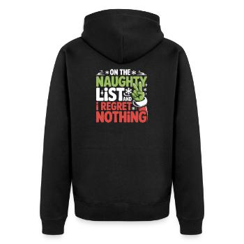 Funny Naughty List Regret Nothing Christmas - Unisex Premium Organic Zip Hoodie - black - Back - Nico (187cm)
