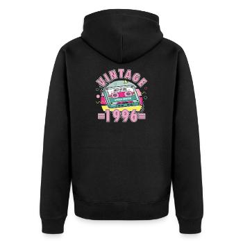 Dames de style rétro années 90 vintage 30 anniversaires - Veste à capuche bio Premium Unisexe - noir - Dos - Nico (187cm)