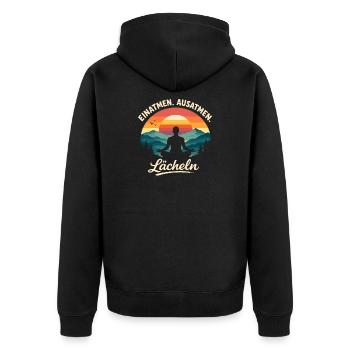Inspire, expire, sourit, Yoga Dis Cadeau - Veste à capuche bio Premium Unisexe - noir - Dos - Nico (187cm)