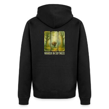 Wandering Bison in the Forest - Unisex Premium Organic Zip Hoodie - black - Back - Nico (187cm)