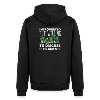 Introvert Discuss Plants Funny - Unisex Premium Organic Zip Hoodie - black - Back - Nico (187cm)