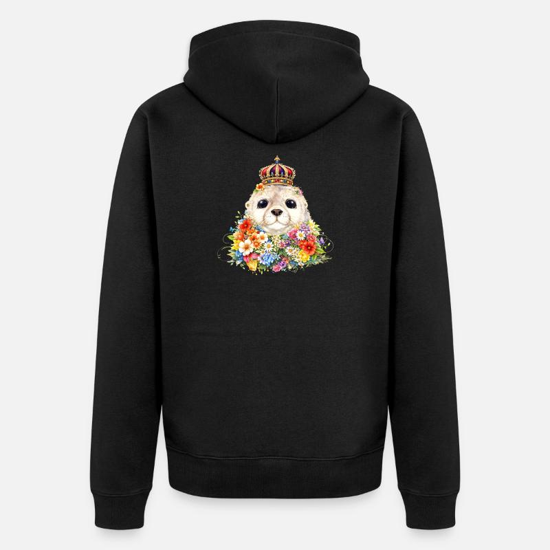 Sceau royal avec couronne - Veste à capuche bio Premium Unisexe - noir