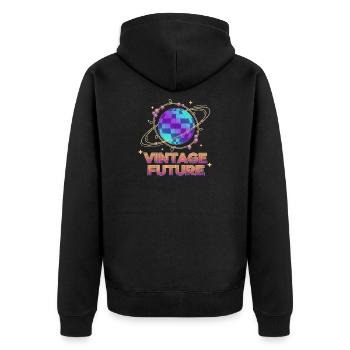 Retro-Futurist Vintage Future Pixel Planet - Unisex Premium Organic Zip Hoodie - black - Back - Nico (187cm)