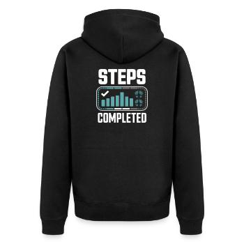 Steps Completed 10000 Schritte - Unisex Premium Organic Zip Hoodie - black - Back - Nico (187cm)