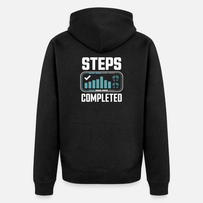 Steps Completed 10000 Schritte - Unisex Premium Bio Zip Hoodie - Schwarz