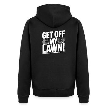 Get Off My Lawn! - Unisex Premium Organic Zip Hoodie - black - Back - Nico (187cm)