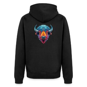 Bison - Unisex Premium Organic Zip Hoodie - black - Back - Nico (187cm)