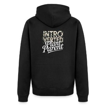 Introvertierter Pflanzenelternteil - Unisex Premium Bio Zip Hoodie - Schwarz - Hinten - Nico (187cm)