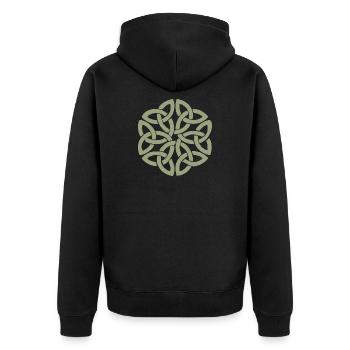 Keltischer Knoten-Rundflechtwerk - Unisex Premium Bio Zip Hoodie - Schwarz - Hinten - Nico (187cm)