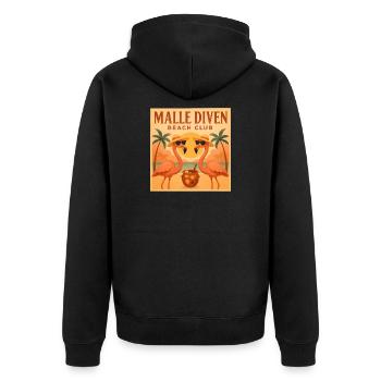 Malle Diven Beach Club Flamingo Mallorca Party - Unisex Premium Bio Zip Hoodie - Schwarz - Hinten - Nico (187cm)