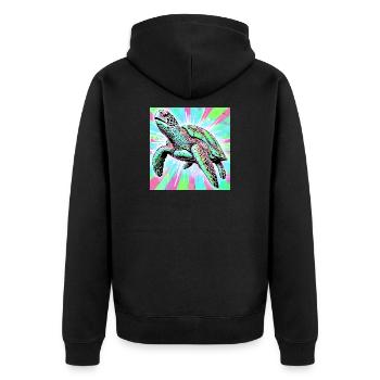 turtle - Unisex Premium Organic Zip Hoodie - black - Back - Nico (187cm)