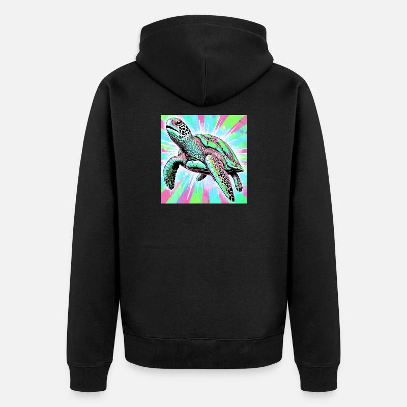 Schildkröte - Unisex Premium Bio Zip Hoodie - Schwarz