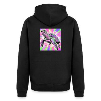 turtle - Unisex Premium Organic Zip Hoodie - black - Back - Nico (187cm)