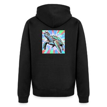 Schildkröte - Unisex Premium Bio Zip Hoodie - Schwarz - Hinten - Nico (187cm)