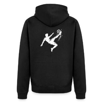 Fallrückzieher Fussball Silhouette - Unisex Premium Bio Zip Hoodie - Schwarz - Hinten - Nico (187cm)