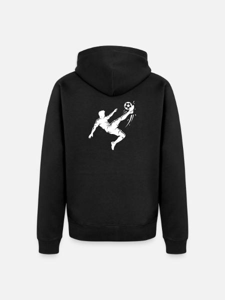 Overhead kick football silhouette - Unisex Premium Organic Zip Hoodie - black