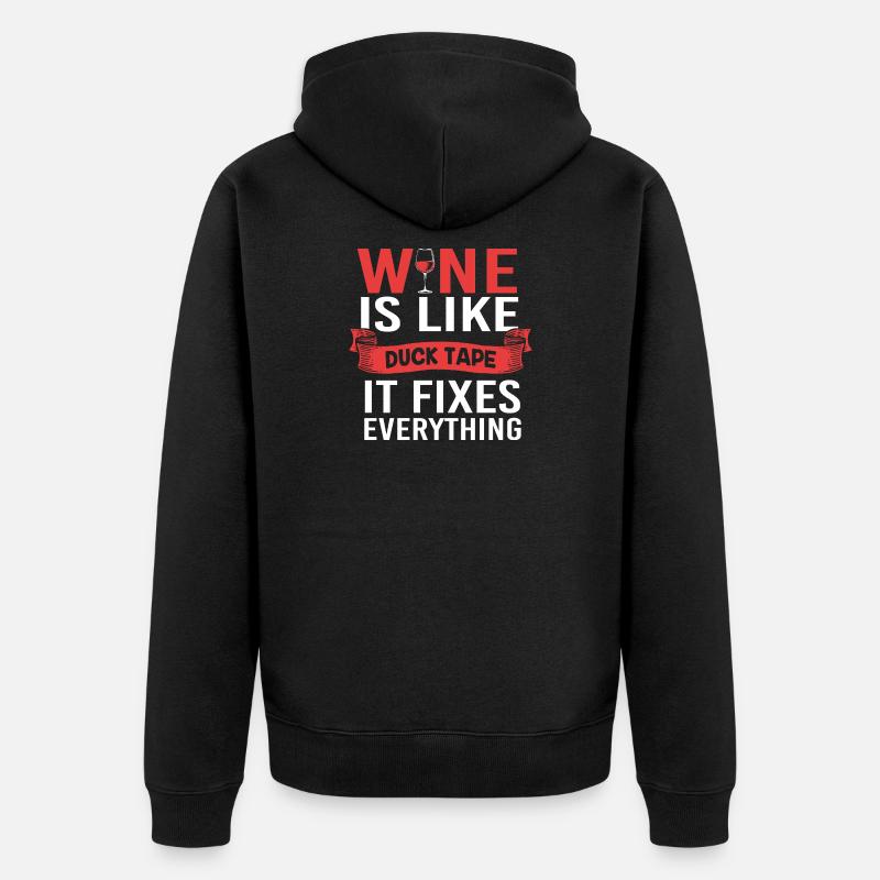 Wein Sommelier Feinschmecker - Unisex Premium Bio Zip Hoodie - Schwarz