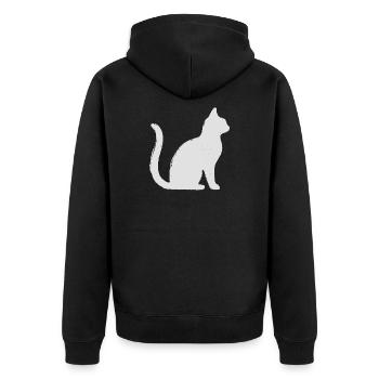 Katze - Unisex Premium Bio Zip Hoodie - Schwarz - Hinten - Nico (187cm)