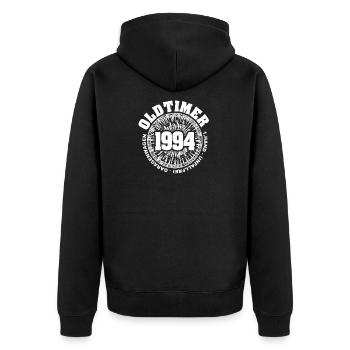Oldtimer 1994 - Unisex Premium Bio Zip Hoodie - Schwarz - Hinten - Nico (187cm)
