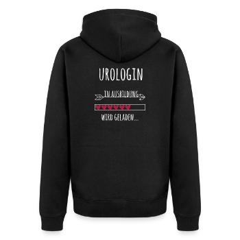 Urologin Ausbildung Medizinstudium Ärztin Medizin  - Unisex Premium Bio Zip Hoodie - Schwarz - Hinten - Nico (187cm)