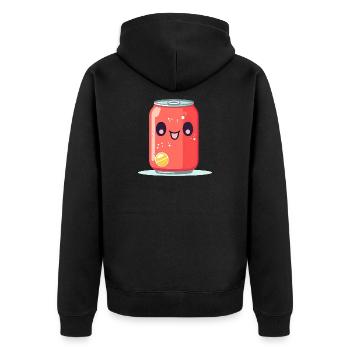 Kawaii Lemonade Tin with Face - Unisex Premium Organic Zip Hoodie - black - Back - Nico (187cm)