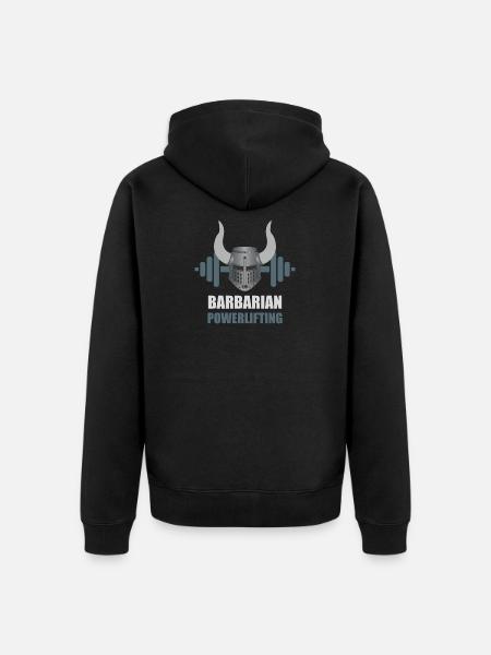 Barbarian Warrior Powerlifting Workout - Unisex Premium Organic Zip Hoodie - black
