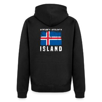 Island Reise - Unisex Premium Bio Zip Hoodie - Schwarz - Hinten - Nico (187cm)
