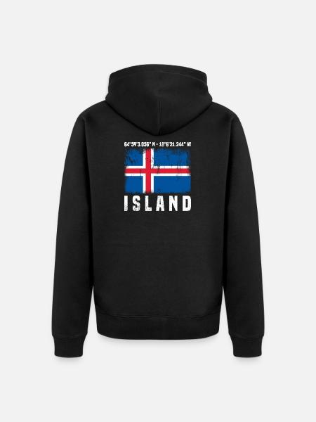 Island Reise - Unisex Premium Bio Zip Hoodie - Schwarz
