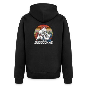 Judocorns Unicorns Judo Arts Martiaux Rétro - Veste à capuche bio Premium Unisexe - noir - Dos - Nico (187cm)
