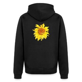 Sonnenblume - Unisex Premium Bio Zip Hoodie - Schwarz - Hinten - Nico (187cm)