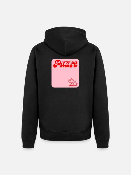 PAUSE MACHEN KAFFEE - Unisex Premium Bio Zip Hoodie - Schwarz