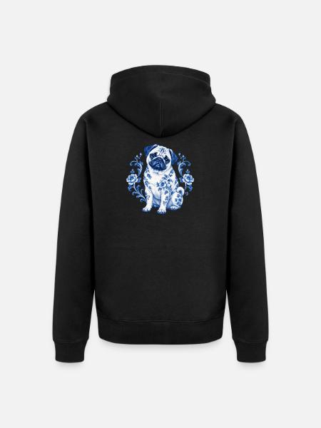 Mops Hund süßer Mops niedlicher Mops - Unisex Premium Bio Zip Hoodie - Schwarz