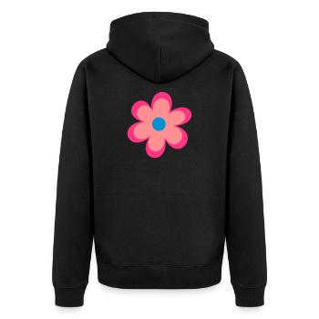 Blumen - Unisex Premium Bio Zip Hoodie - Schwarz - Hinten - Nico (187cm)