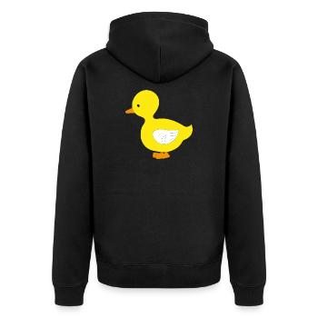 Lustige kleine gelbe Ente - Unisex Premium Bio Zip Hoodie - Schwarz - Hinten - Nico (187cm)