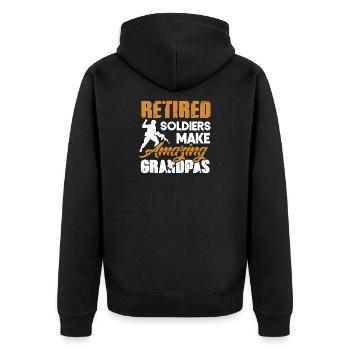 Retired Soliders Make Amazing Grandpas Shirt - Unisex Premium Organic Zip Hoodie - black - Back - Nico (187cm)