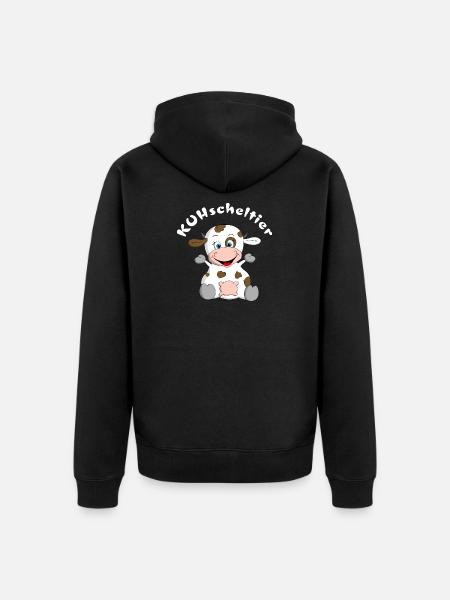 Kuscheltier Kuh = KUHscheltier - Unisex Premium Bio Zip Hoodie - Schwarz