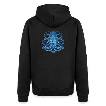 Octopus with corals, shells and sea anemones - Unisex Premium Organic Zip Hoodie - black - Back - Nico (187cm)