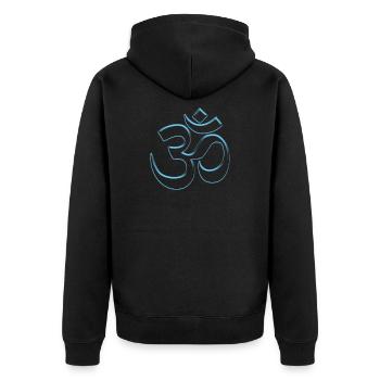 Cool Buddhism Om sign blue see through - Unisex Premium Organic Zip Hoodie - black - Back - Nico (187cm)