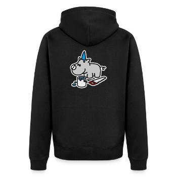 Drôle de rhinocéros anniversaire fête fête - Veste à capuche bio Premium Unisexe - noir - Dos - Nico (187cm)