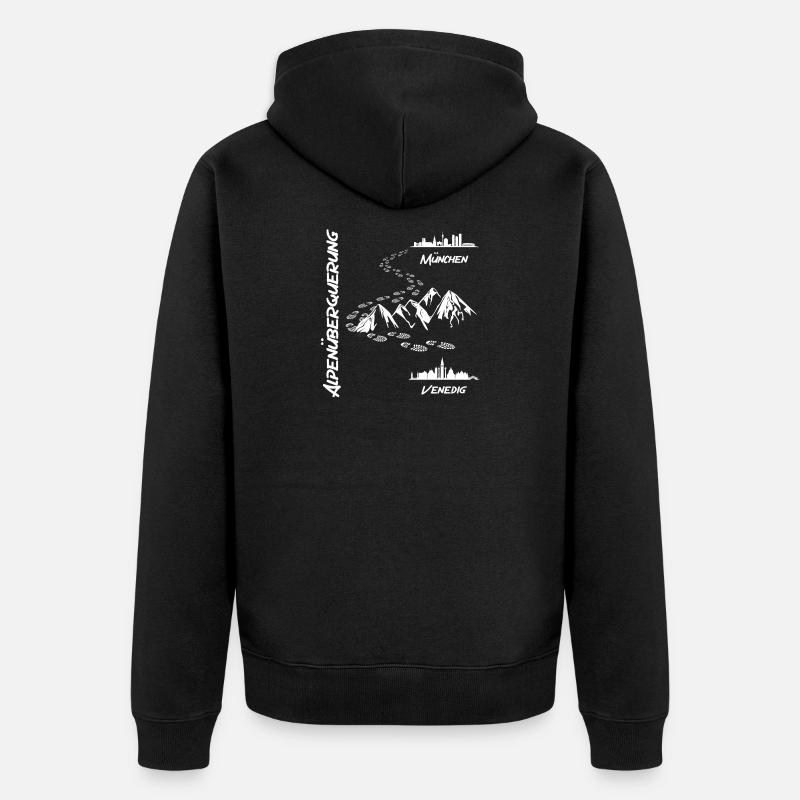 Alpenüberquerung München - Venedig - Unisex Premium Bio Zip Hoodie - Schwarz