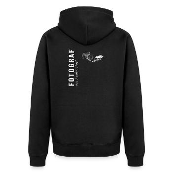 Fotograf aus Leidenschaft - Unisex Premium Bio Zip Hoodie - Schwarz - Hinten - Nico (187cm)