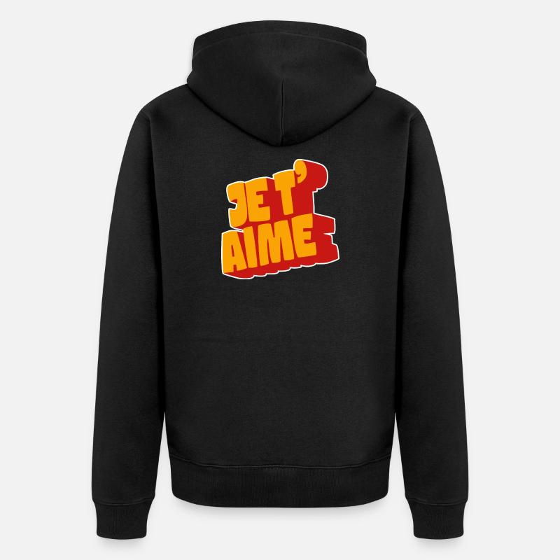 Je t'aime - Unisex Premium Bio Zip Hoodie - Schwarz