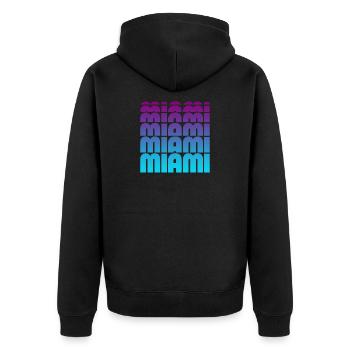 Miami Gradient Grid - Unisex Premium Bio Zip Hoodie - Schwarz - Hinten - Nico (187cm)