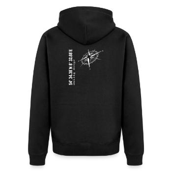 Hallig Hooge - Unisex Premium Bio Zip Hoodie - Schwarz - Hinten - Nico (187cm)