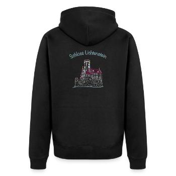 Schloss Lichtenstein, Märchenschloss, Deutschland - Unisex Premium Bio Zip Hoodie - Schwarz - Hinten - Nico (187cm)
