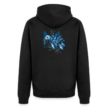 Maritime Turtle - Unisex Premium Organic Zip Hoodie - black - Back - Nico (187cm)