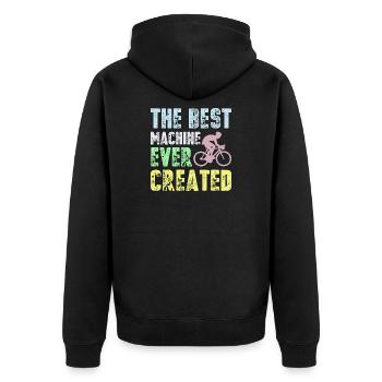 Beste jemals entwickelte Maschine Radfahrer - Unisex Premium Bio Zip Hoodie - Schwarz - Hinten - Nico (187cm)