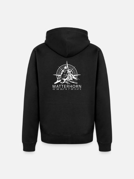 Matterhorn - Unisex Premium Bio Zip Hoodie - Schwarz